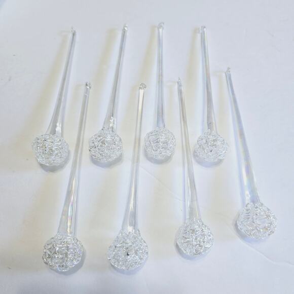 Christmas Other - Christmas Glass Teardrop Hanging Ornaments 8 (Eight) Clear Ball End